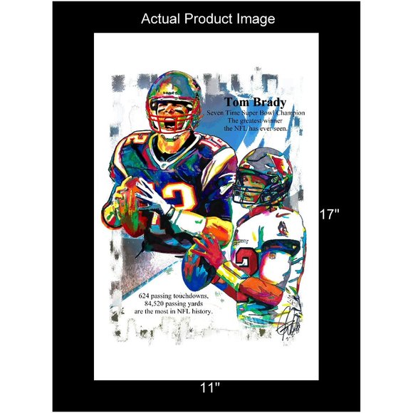 Tom Brady Buccaneers Patriots QB Football Poster Print Wall Art 11x17 - Picture 2 of 4